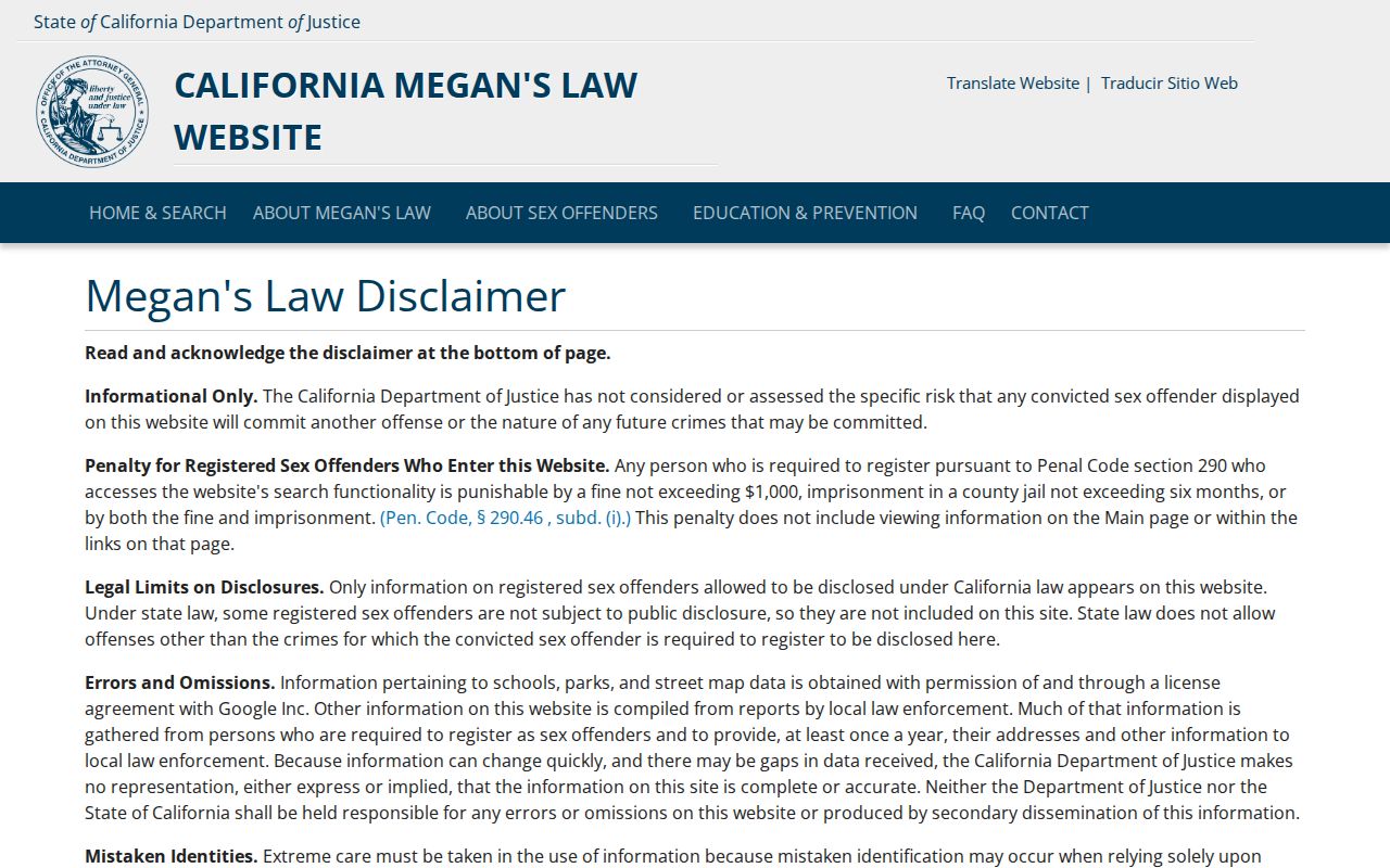 San Bernardino people directories California Megan's Law registry