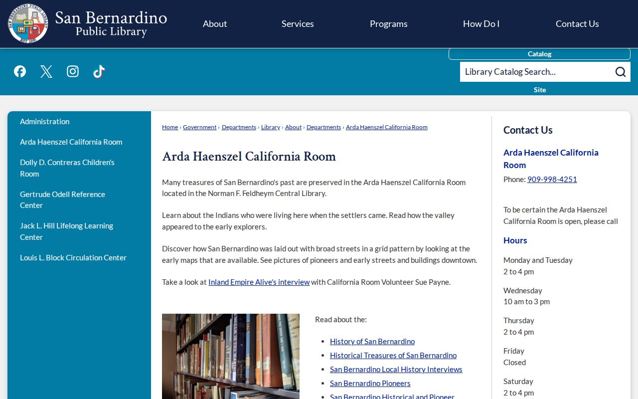 San Bernardino people directories California Room local history collection