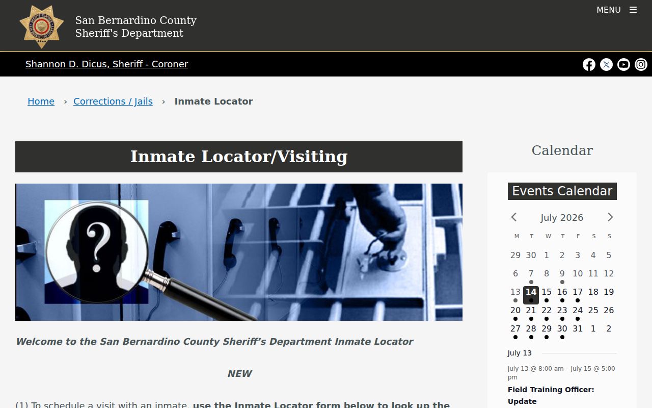 San Bernardino people directories county inmate locator