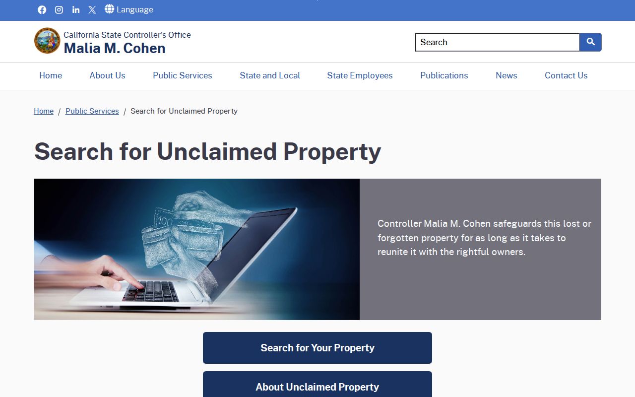 San Bernardino records California unclaimed property page