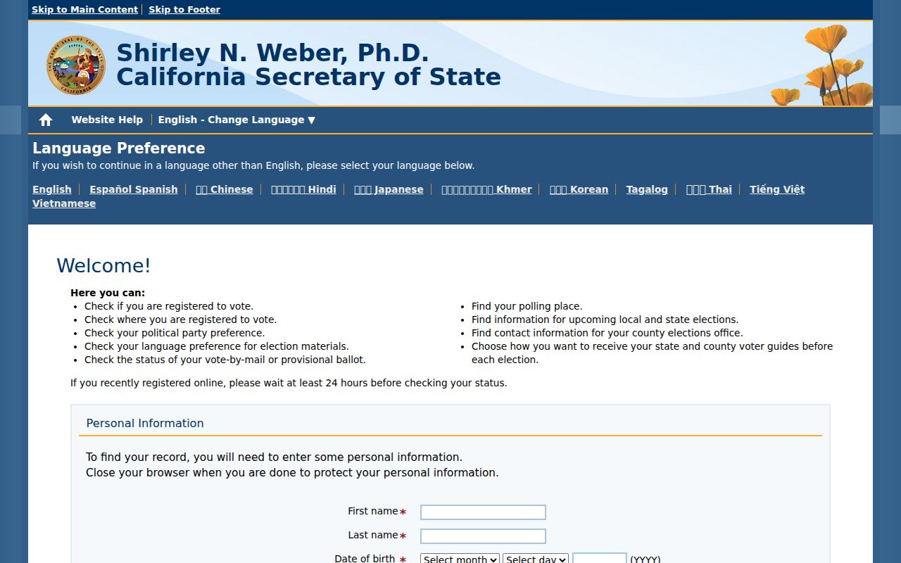 San Bernardino voter registration My Voter Status lookup